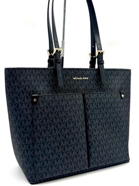 Michael Kors Jet Set Medium Pocket Tote Bag Black Multi